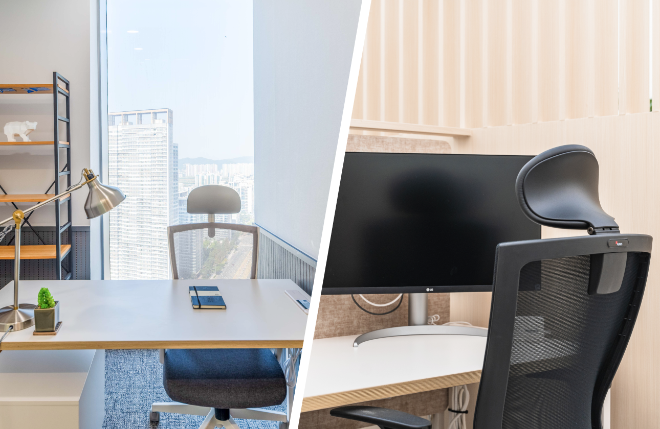 프라이빗 오피스와 다이브나인 조합을 보여주는 오피스 내부 이미지